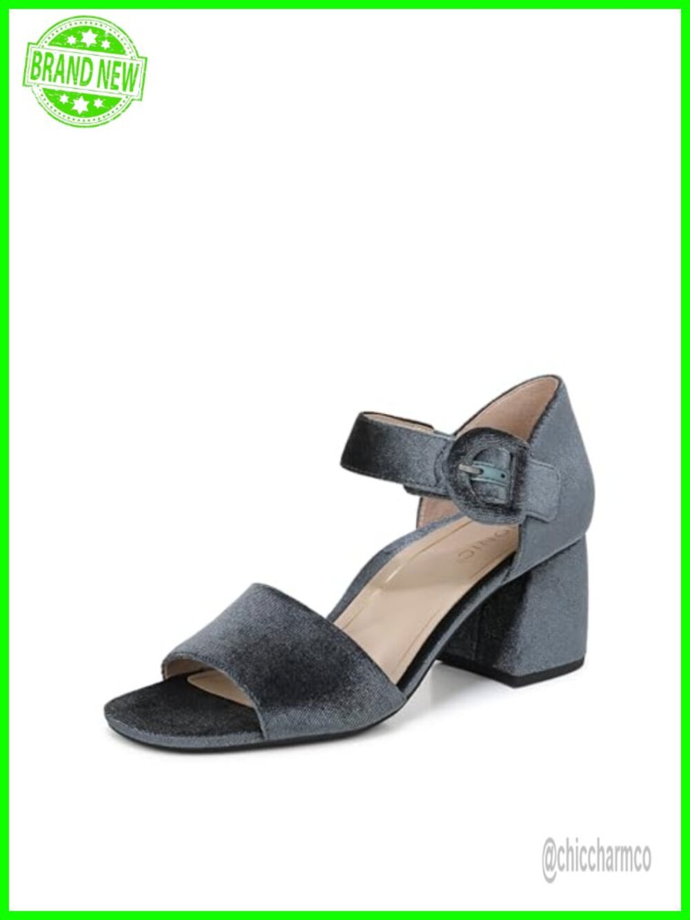 Vionic Chardonnay Strappy Heeled Sandals Velvet Block Heel Ankle Strap